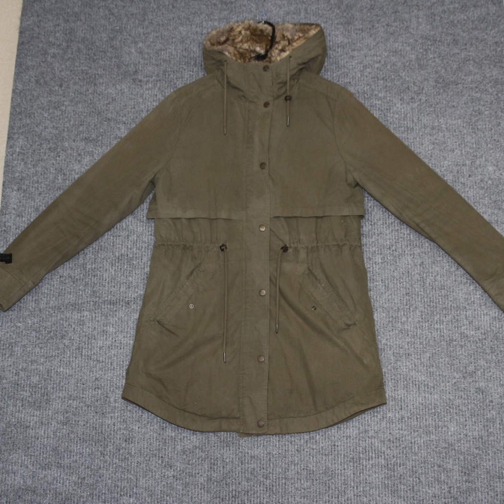 PARKA LONDON LARA Olive Green Fur Lined Hooded Parka Jacket‎ Women's Small